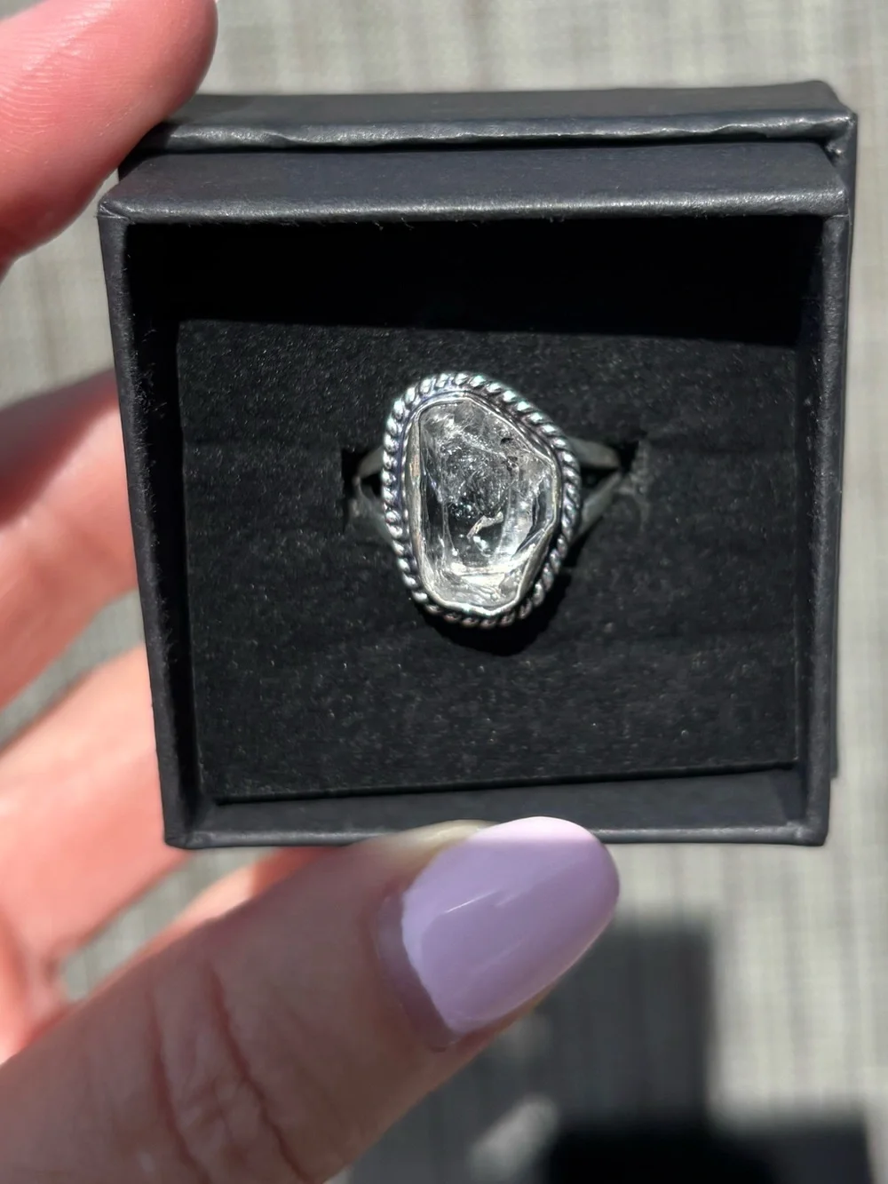 Sterling Silver Herkimer Diamond Ring Size 7.5